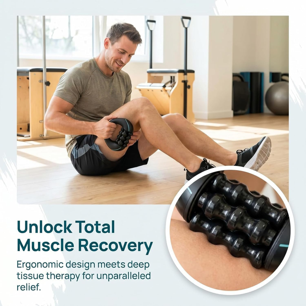 Massage Rolling Foot Massager, Full Body Muscle Roller for Legs, Calves, Abdomen, Back & Neck, Cellulite-prone Areas, 3-Speed Spin for Muscle Soreness Relief And 24 Massage Nodes, Deep Tissue Muscle Recovery