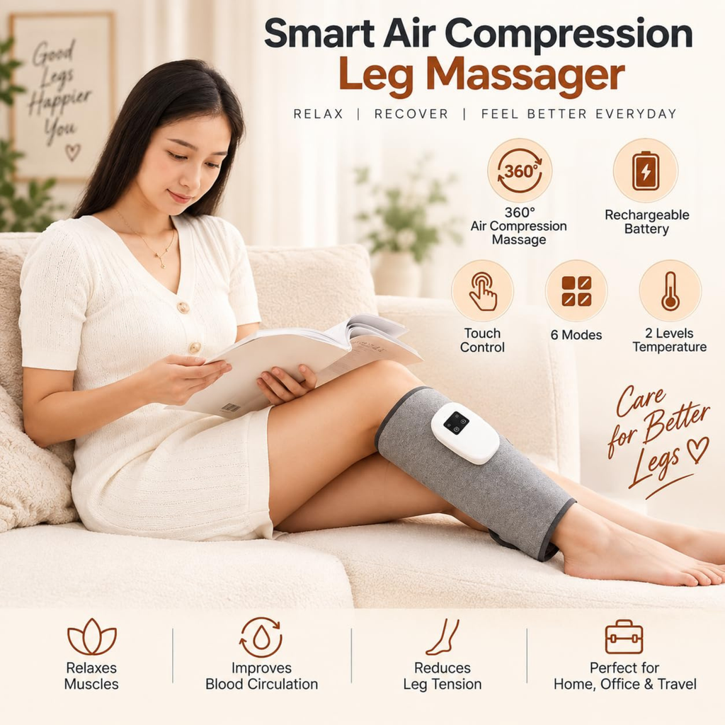 Air Compression Calf Massager | Hand-Like Leg Massage | 3 Modes for Personalized Comfort | Ergonomic Calf Wrap | Relaxing Massage Device for Home