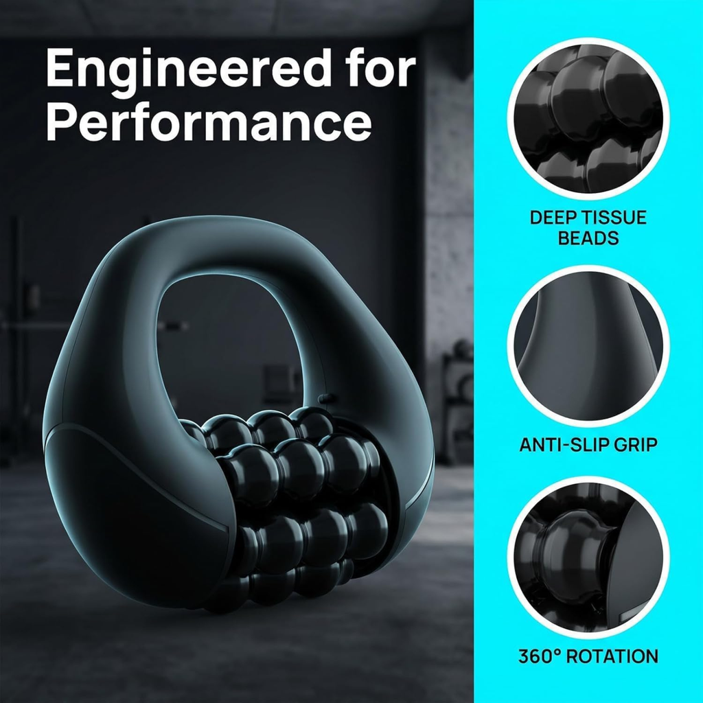 Massage Rolling Foot Massager, Full Body Muscle Roller for Legs, Calves, Abdomen, Back & Neck, Cellulite-prone Areas, 3-Speed Spin for Muscle Soreness Relief And 24 Massage Nodes, Deep Tissue Muscle Recovery