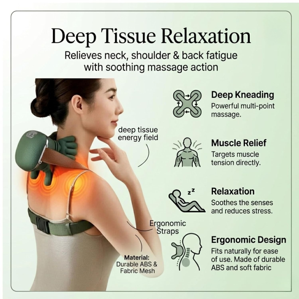 Wireless Neck & Shoulder Massager for Cervical Pain Relief