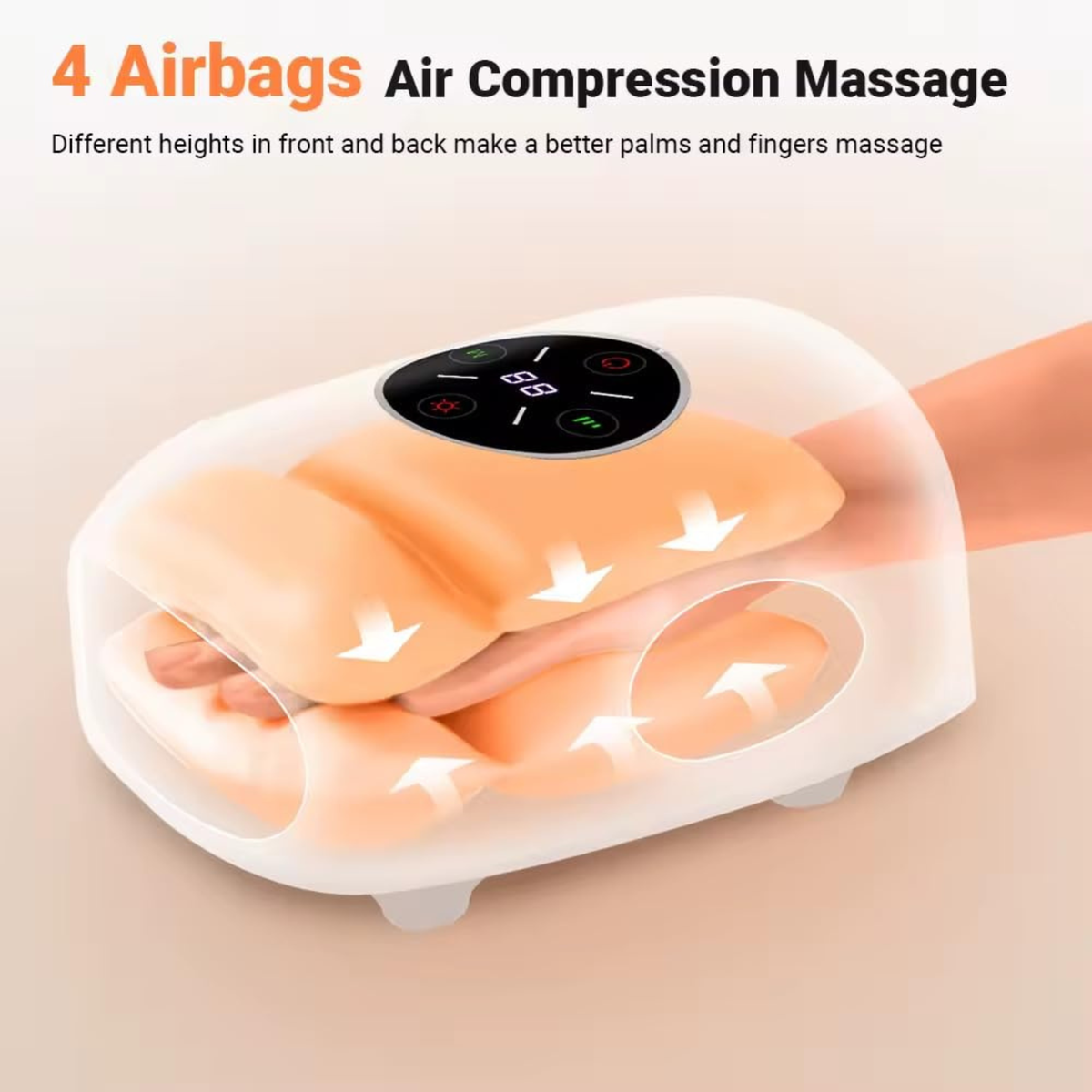 Hand Massager with Heat & Air Compression for Arthritis, Carpal Tunnel & Finger Pain Relief – Rechargeable, Portable Electric Palm Massager with 3 Modes & Auto Shut-Off