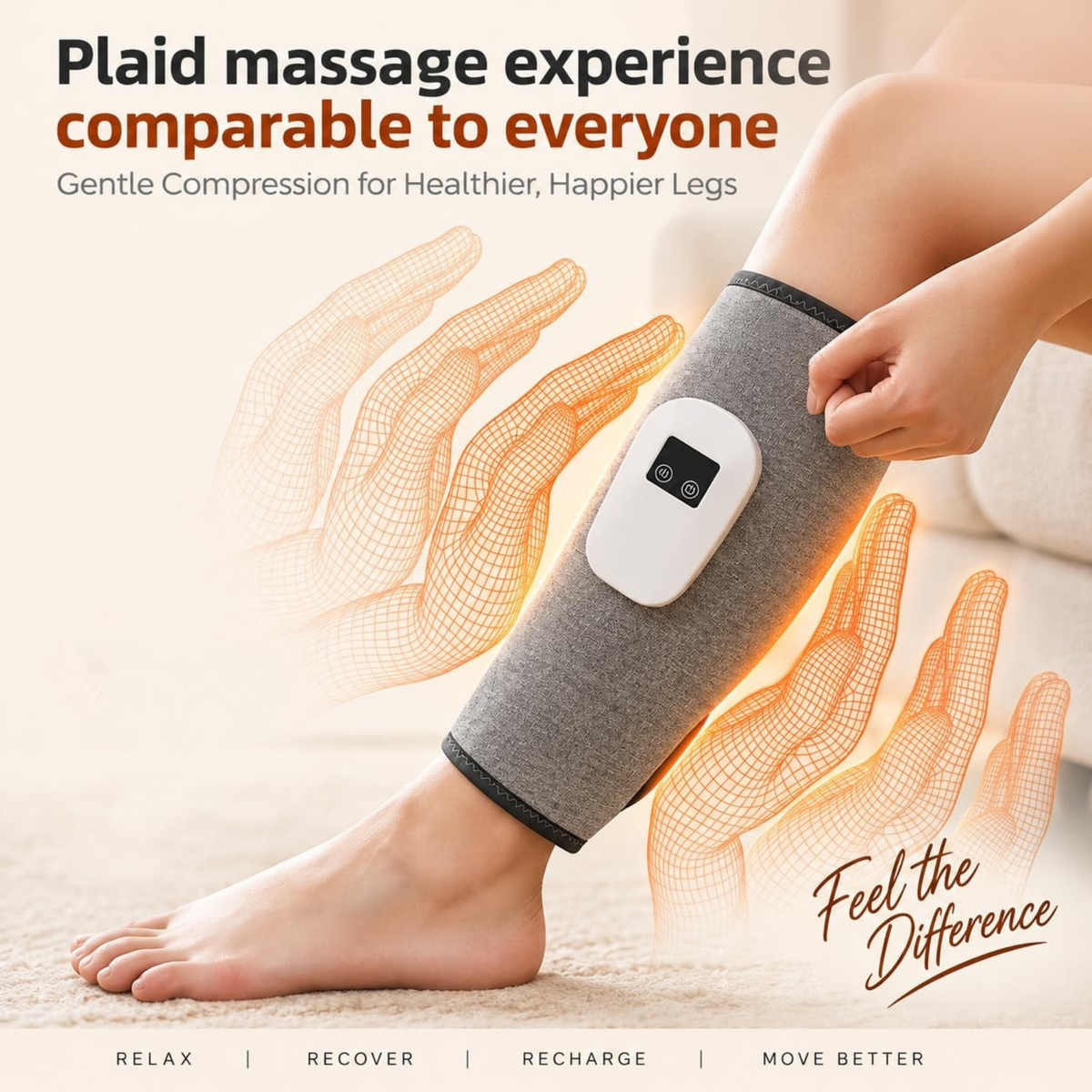 Air Compression Calf Massager | Hand-Like Leg Massage | 3 Modes for Personalized Comfort | Ergonomic Calf Wrap | Relaxing Massage Device for Home