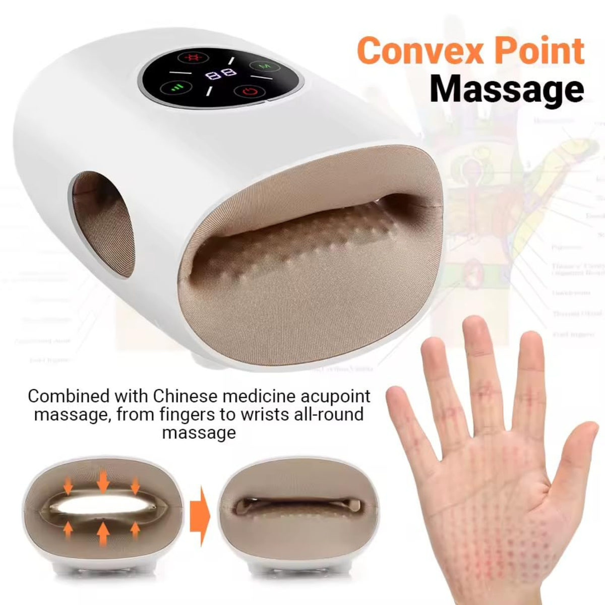 Hand Massager with Heat & Air Compression for Arthritis, Carpal Tunnel & Finger Pain Relief – Rechargeable, Portable Electric Palm Massager with 3 Modes & Auto Shut-Off