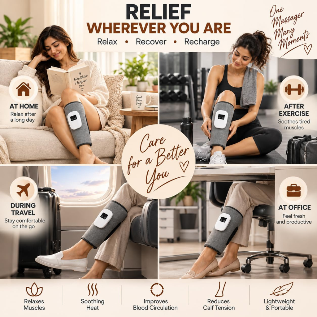 Air Compression Calf Massager | Hand-Like Leg Massage | 3 Modes for Personalized Comfort | Ergonomic Calf Wrap | Relaxing Massage Device for Home