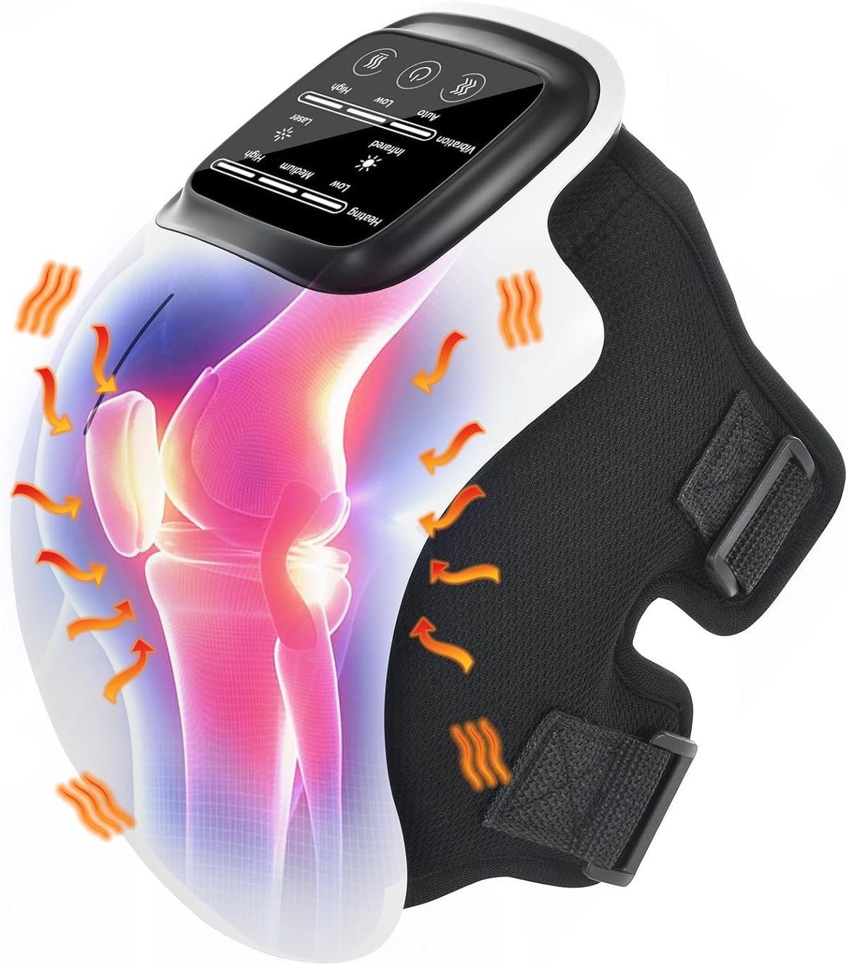 Smart Knee Massager for Joint Pain Relief with 3 Heat Levels, Vibration & Red Light - Rechargeable Massage for Arthritis, Knee, Shoulder & Elbow, Gift for Parents, Elders, Men, Women - 1 Year Warranty