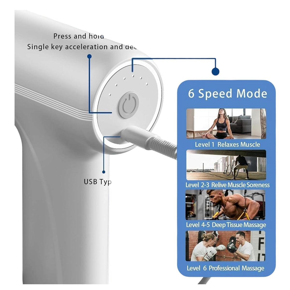 Percussion Massage Gun with 4 Attachments